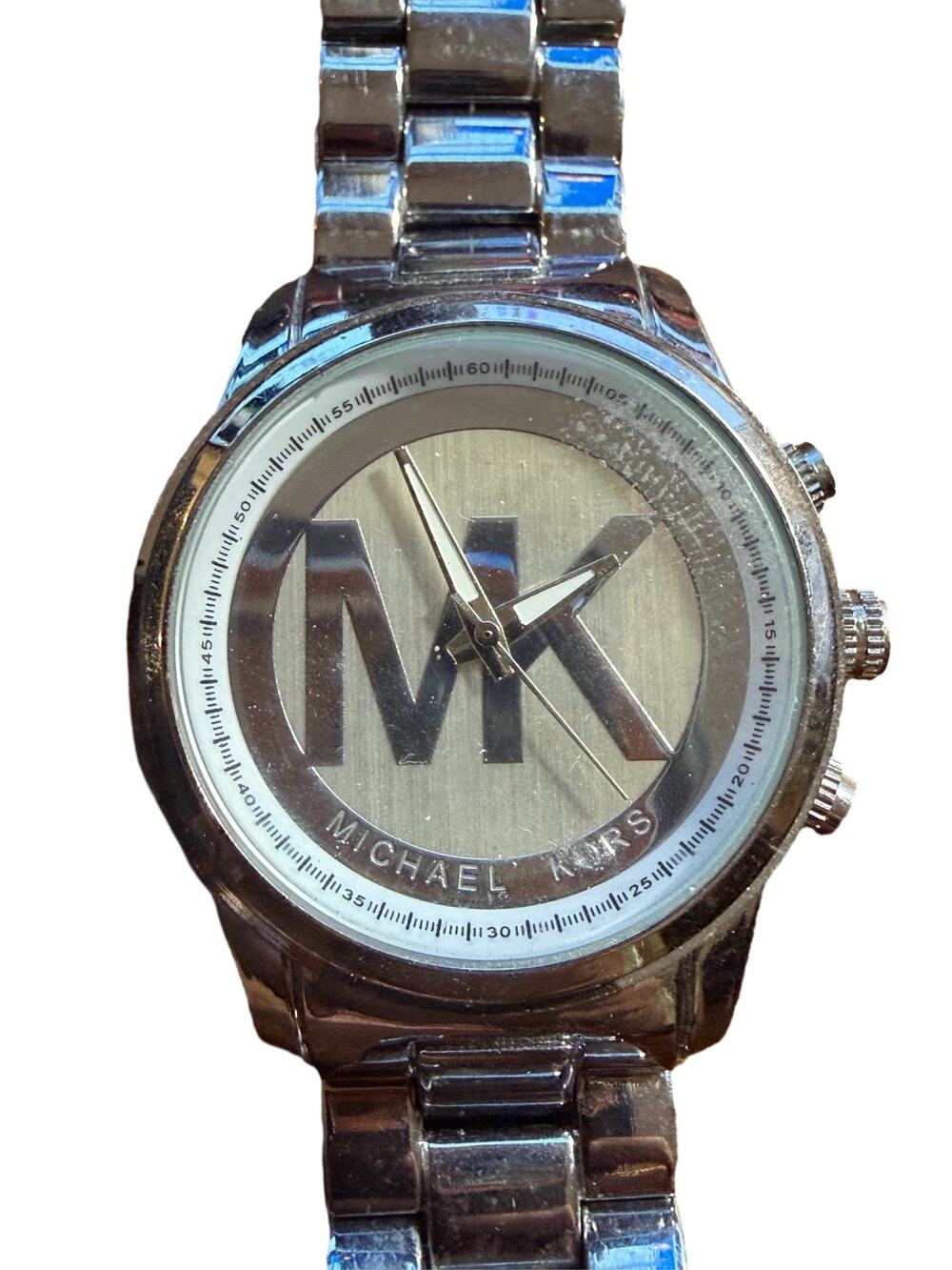 Michael Kors Women's Watch Silver Stainless Steel MK Logo Dial Bracelet